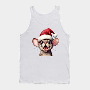 Funny Christmas Mouse Face Tank Top